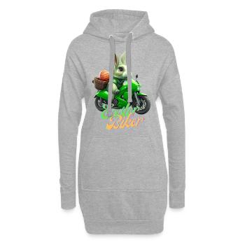 Easter Biker - The Easter Bunny becomes a biker - Hoodie Dress - heather grey - Front
