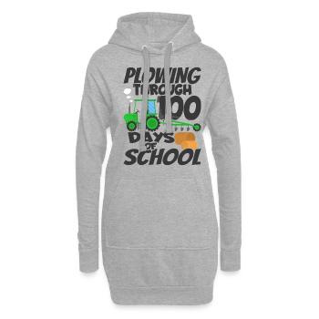 100. Tag Des Schul Traktorkostüms 100 Schultage - Hoodie-Kleid - Grau meliert - Vorne