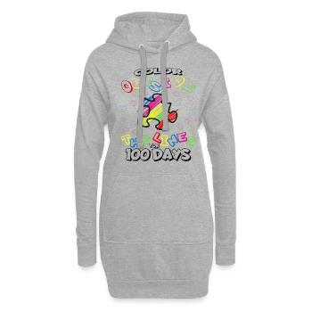 100. Tag Des Schulpuzzle Kostüm 100 Schultage - Hoodie-Kleid - Grau meliert - Vorne
