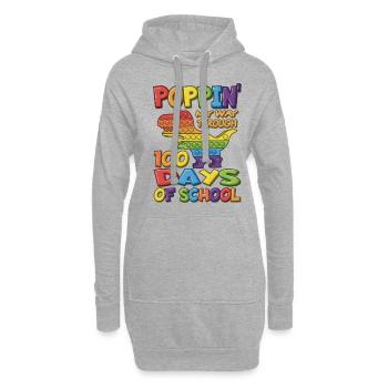 100e jour d’école Poppin ́ Dino Costume 100 jours d’école - Sweat-shirt à capuche long Femme - gris chiné - Devant