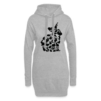 Kaninchen Haustier Tier Kaninchen Kaninchen Hase - Hoodie-Kleid - Grau meliert - Vorne