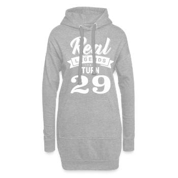 Real Legends fête ses 29 et 29 ans - Sweat-shirt à capuche long Femme - gris chiné - Devant