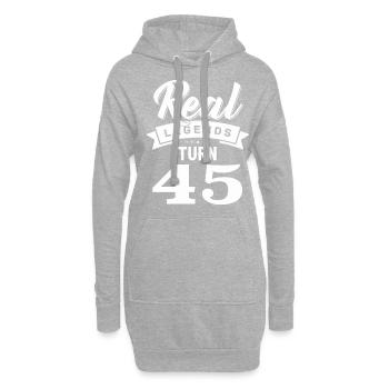 Real Legends Turn 45, 45 Birthday - Hoodie Dress - heather grey - Front