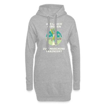 Als Lauch geboren zur Maschine trainiert - Hoodie-Kleid - Grau meliert - Vorne