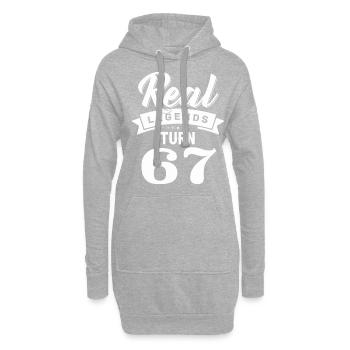 Real Legends fête ses 67 ans, 67 ans - Sweat-shirt à capuche long Femme - gris chiné - Devant
