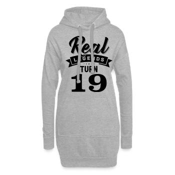 De vraies légendes ont 19 ans, 19 ans - Sweat-shirt à capuche long Femme - gris chiné - Devant