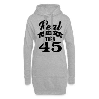 Real Legends Turn 45, 45 Birthday - Hoodie Dress - heather grey - Front