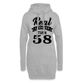 Real Legends fête ses 58 ans, 58 ans - Sweat-shirt à capuche long Femme - gris chiné - Devant