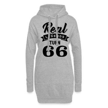 Echte Legenden werden 66, 66 Geburtstag - Hoodie-Kleid - Grau meliert - Vorne