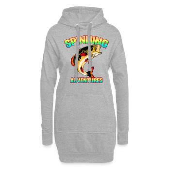 Pêche, pêcheur, pêcheur et pêche au brochet - Sweat-shirt à capuche long Femme - gris chiné - Devant