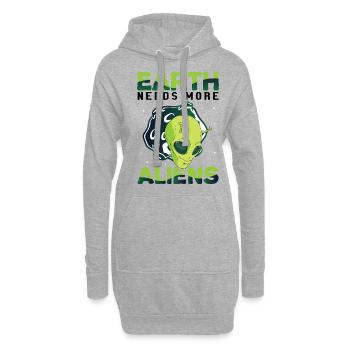 Alien, UFO, UAP, Space, Weltraum Flugobjekt - Hoodie-Kleid - Grau meliert - Vorne