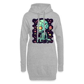 Robots de dessins animés dans l’espace : repenser - Sweat-shirt à capuche long Femme - gris chiné - Devant
