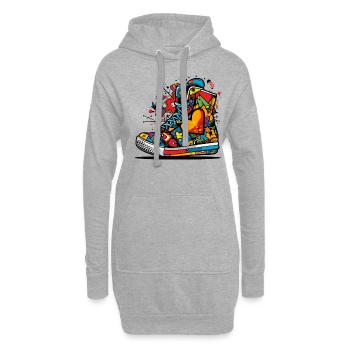Liebe Sneaker Graffiti - Hoodie-Kleid - Grau meliert - Vorne