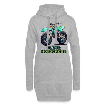 Pixelkunst Motorrad: Ich liebe Motocross - Hoodie-Kleid - Grau meliert - Vorne