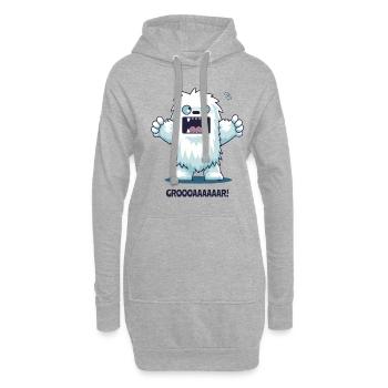 Kleiner Cartoon-Yeti - Hoodie-Kleid - Grau meliert - Vorne