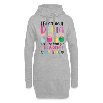 Doula accoucheuse Je suis devenue une - Sweat-shirt à capuche long Femme - gris chiné - Devant