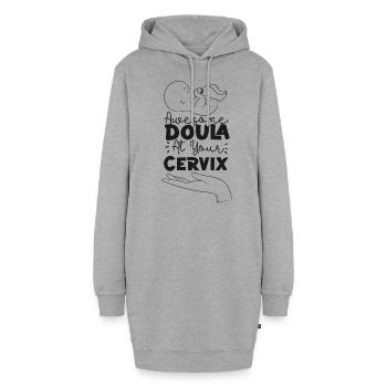 Doula Travailleuse à La Naissance Jeu De Mots Léopard - Sweat-shirt à capuche long Femme - gris chiné - Devant