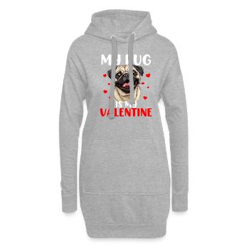 My pug is my valentine, valentines day pug - Hoodie-Kleid - Grau meliert - Vorne