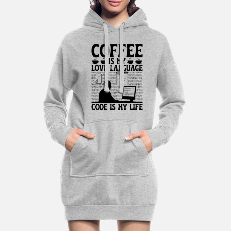 Café Codage Programmeur Codeur Développeur Nerd Coff Sweat-shirt à capuche long Femme