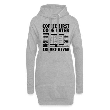 Café Codage Programmeur Codeur Développeur Nerd Coff - Sweat-shirt à capuche long Femme - gris chiné - Devant