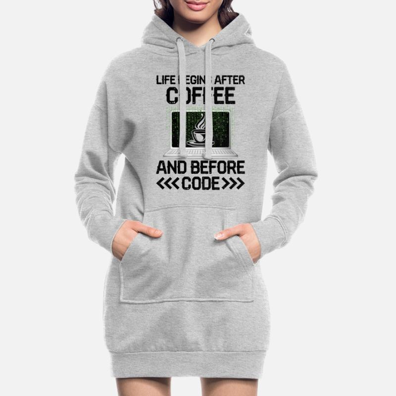 Kaffee-Codierung Programmierer Programmierer Entwickler Nerd Coff Hoodie-Kleid