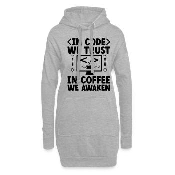 Café Codage Programmeur Codeur Développeur Nerd Coff - Sweat-shirt à capuche long Femme - gris chiné - Devant