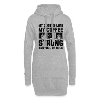 Café Codage Programmeur Codeur Développeur Nerd Coff - Sweat-shirt à capuche long Femme - gris chiné - Devant