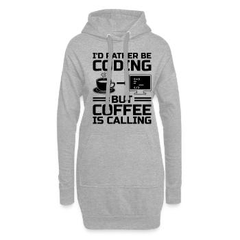 Café Codage Programmeur Codeur Développeur Nerd Coff - Sweat-shirt à capuche long Femme - gris chiné - Devant