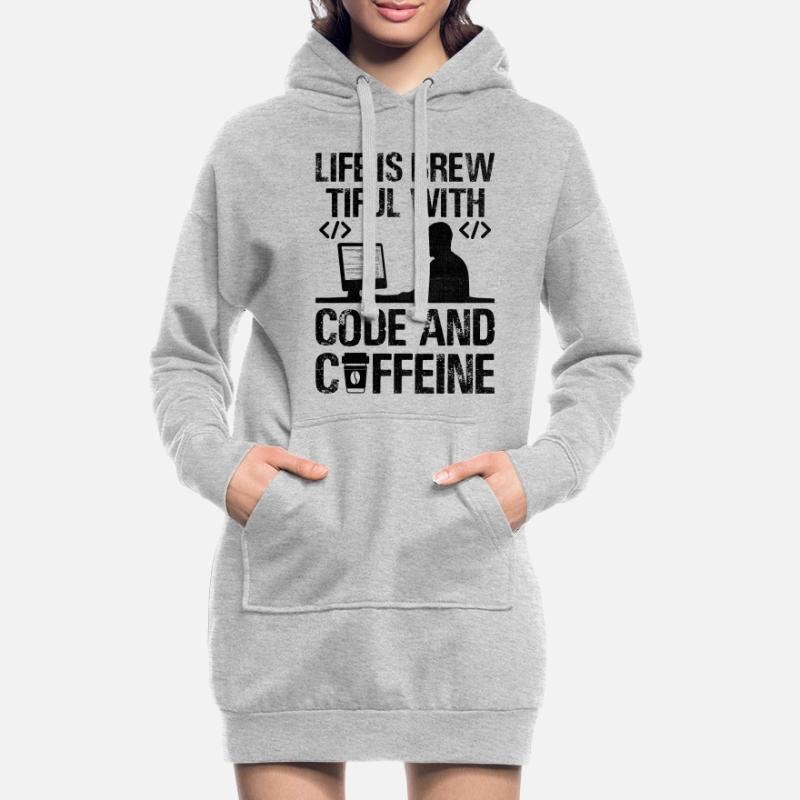Café Codage Programmeur Codeur Développeur Nerd Coff Sweat-shirt à capuche long Femme