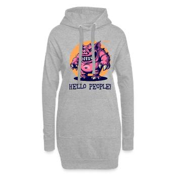 Salut les gars, cochon monstre drôle et brutal - Sweat-shirt à capuche long Femme - gris chiné - Devant