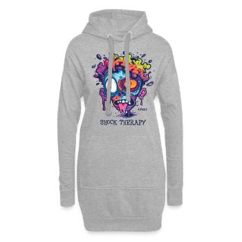 Thérapie de choc : Visage aux couleurs folles - Sweat-shirt à capuche long Femme - gris chiné - Devant