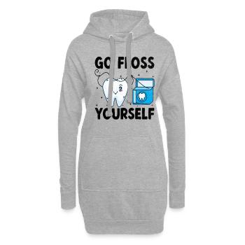 Gehen Sie selbst Zahnseide Zahnarzt Zahnmedizin Zahnarzt - Hoodie-Kleid - Grau meliert - Vorne