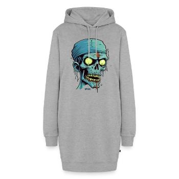 Ein Mumien Zombie Totenkopf - Hoodie-Kleid - Grau meliert - Vorne