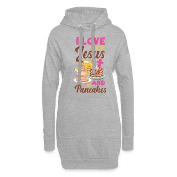 Les enfants amoureux des crêpes J’aime Jésus - Sweat-shirt à capuche long Femme - gris chiné - Devant