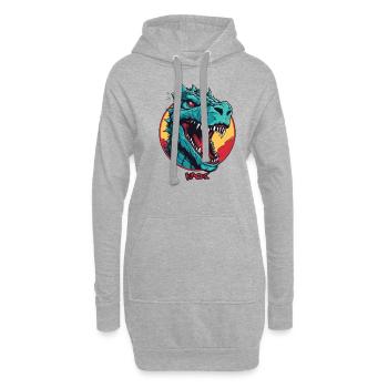 Mascotte de dinosaure Rex Dino - Sweat-shirt à capuche long Femme - gris chiné - Devant