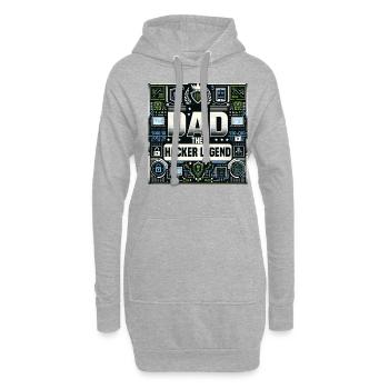 Fête des pères papa la légende hacker papa papa - Sweat-shirt à capuche long Femme - gris chiné - Devant