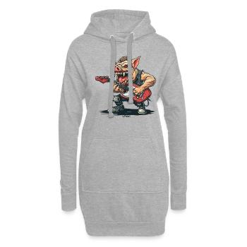 Heavy Rock Musik Gitarren Schwein - Hoodie-Kleid - Grau meliert - Vorne