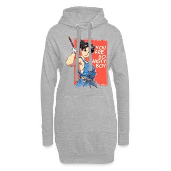 Du bist frech! Anime-Mädchen mit Stock - Hoodie-Kleid - Grau meliert - Vorne