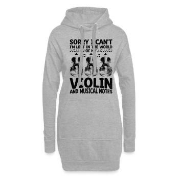 Désolé je ne peux pas, je suis perdu dans le monde de mon violon V - Sweat-shirt à capuche long Femme - gris chiné - Devant