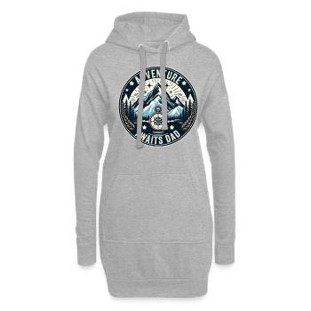 L’aventure de la fête des pères attend papa papa papa - Sweat-shirt à capuche long Femme - gris chiné - Devant
