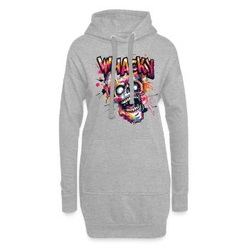 Verrückter Graffiti Schädel Totenkopf - Hoodie-Kleid - Grau meliert - Vorne