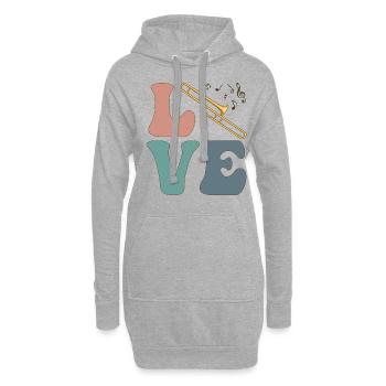 LOVE Tromboniste Instrument Tromboniste - Sweat-shirt à capuche long Femme - gris chiné - Devant