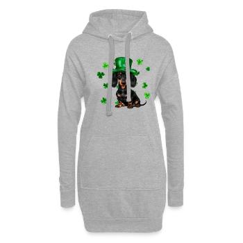 Teckel St Patrick’s Day Shamrock - Sweat-shirt à capuche long Femme - gris chiné - Devant