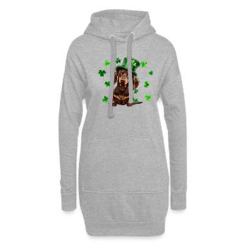 Teckel St Patrick’s Day Shamrock - Sweat-shirt à capuche long Femme - gris chiné - Devant