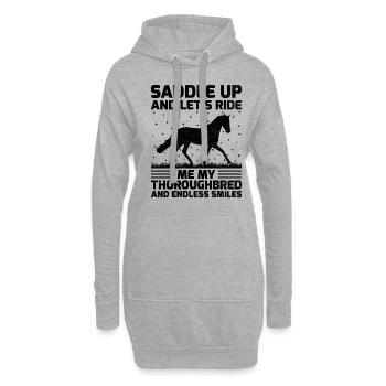 Courses de chevaux pur-sang Équitation Chevaux équestres - Sweat-shirt à capuche long Femme - gris chiné - Devant