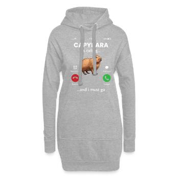 Capybara appelle - Sweat-shirt à capuche long Femme - gris chiné - Devant