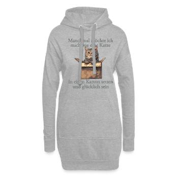 Katze im Karton Katzenmama und Katzenfan - Hoodie-Kleid - Grau meliert - Vorne