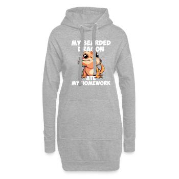 dragon barbu a mangé mes devoirs, reptile barbu - Sweat-shirt à capuche long Femme - gris chiné - Devant