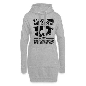 Courses de chevaux pur-sang Équitation Chevaux équestres - Sweat-shirt à capuche long Femme - gris chiné - Devant