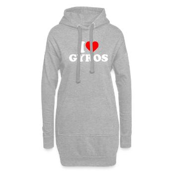 J’adore la cuisine grecque de Gyros - Sweat-shirt à capuche long Femme - gris chiné - Devant